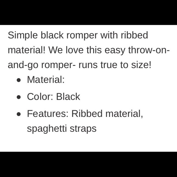 NWT Black Ribbed Romper - Picture 4 of 4
